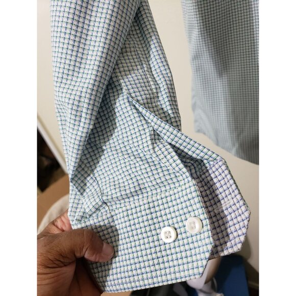Egara blue, green and white plaid, casual button down long sleeve shirt, size XL - Picture 4 of 8
